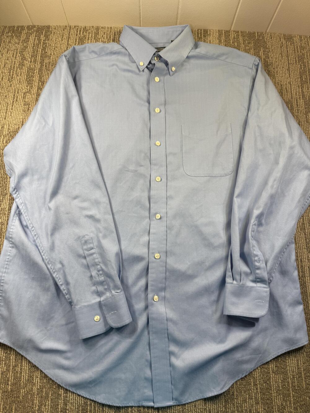 Roundtree & Yorke Dress Shirt Mens XLT Blue Herringbone Easy Care Button Down LS